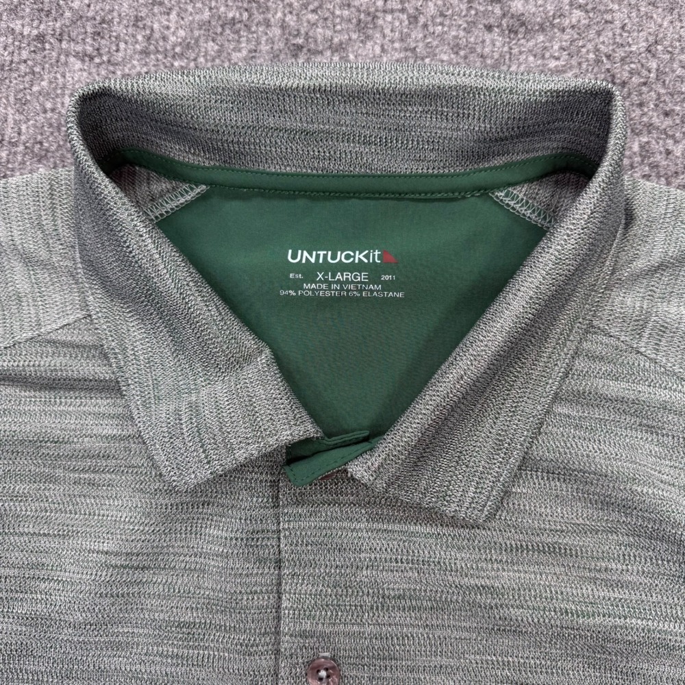 UNTUCKit Hannifer Polo Shirt Mens XL Dark Green Space Dye Performance 41486 - Picture 4 of 8
